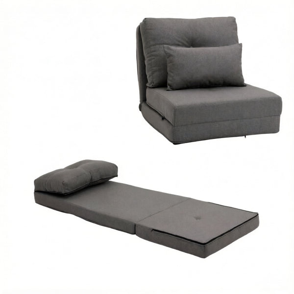 English Elm Soft Linen Floor Lounger Convertible Sofa Bed with Five Position Adjustable Backrest T3971P533943