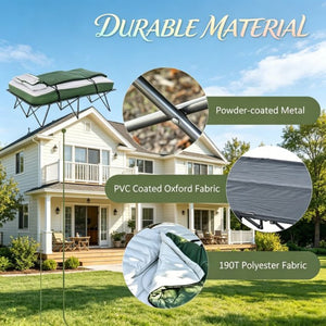 English Elm Outdoor Folding Double Cot with Air Mattress Sleeping Bag and Pillows for Two Campers T3971P533957