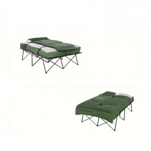 English Elm Outdoor Folding Double Cot with Air Mattress Sleeping Bag and Pillows for Two Campers T3971P533957