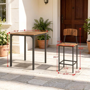 English Elm Kitchen Counter Height Dining Set Industrial Steel Mdf Walnut Grain Stools Included T3971P533968