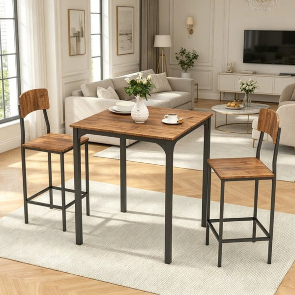 English Elm Kitchen Counter Height Dining Set Industrial Steel Mdf Walnut Grain Stools Included T3971P533968