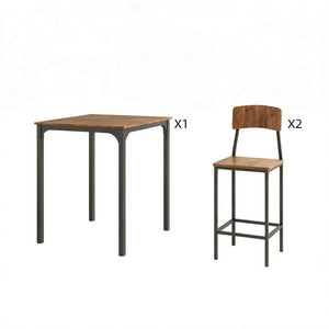 English Elm Kitchen Counter Height Dining Set Industrial Steel Mdf Walnut Grain Stools Included T3971P533968