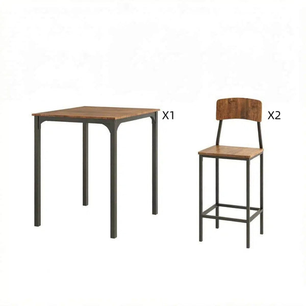 English Elm Kitchen Counter Height Dining Set Industrial Steel Mdf Walnut Grain Stools Included T3971P533968