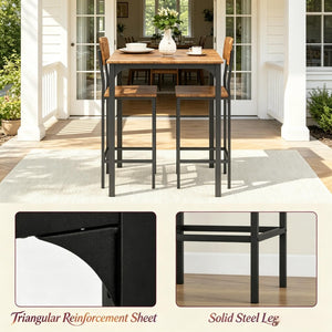English Elm Kitchen Counter Height Dining Set Industrial Steel Mdf Walnut Grain Stools Included T3971P533968