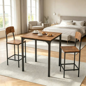 English Elm Kitchen Counter Height Dining Set Industrial Steel Mdf Walnut Grain Stools Included T3971P533968