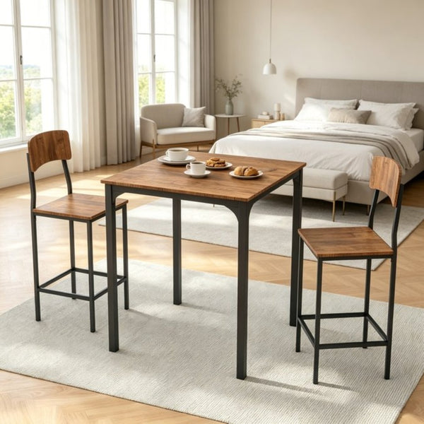 English Elm Kitchen Counter Height Dining Set Industrial Steel Mdf Walnut Grain Stools Included T3971P533968