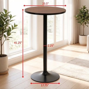 English Elm Home Round Bar Height Table Weathered Elm Top Matte Black Steel Industrial Loft T3971P534024