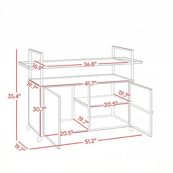 English Elm Mobile Pe Rattan Outdoor Bar Cart with Tempered Glass Top and Locking Wheels T3971P535072