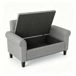 English Elm Hall Storage Bench Tufted Upholstered Seat with Hidden Lift Top Compartment Entryway T3971P535179