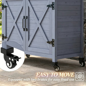 English Elm Backyard Rolling Potting Bench with Fir Wood Frame and Aluminum Worktop Storage T3971P535219