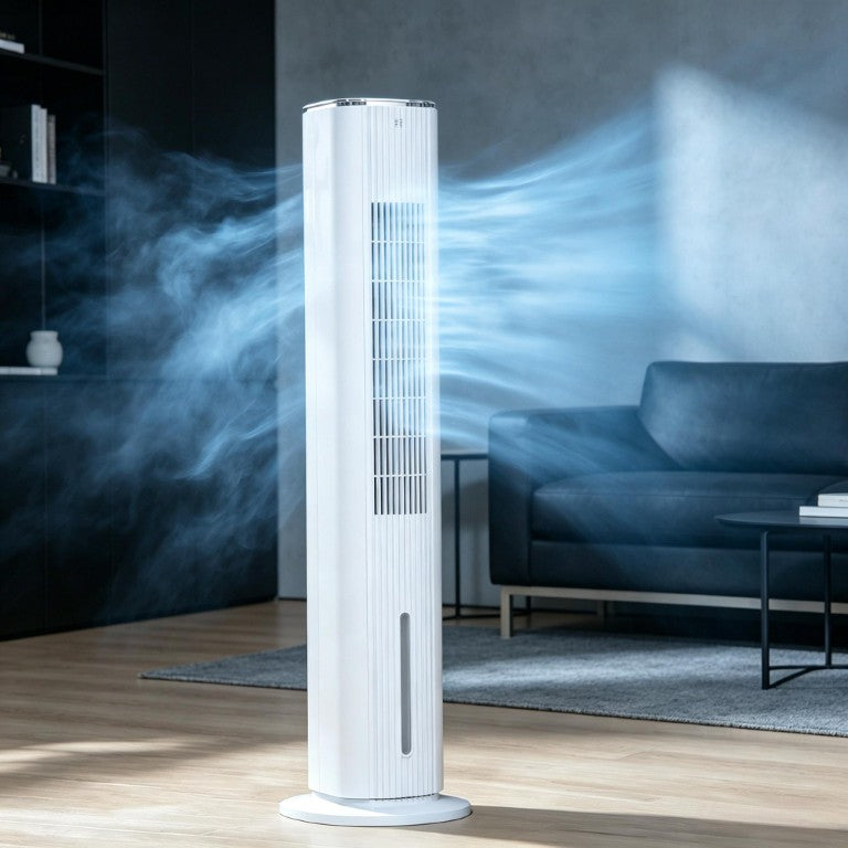 English Elm 42 Inch Tower Evaporative Cooler Fan with Humidifier Ice Boxes Remote 3 Speeds T3971P536243
