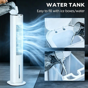 English Elm 42 Inch Tower Evaporative Cooler Fan with Humidifier Ice Boxes Remote 3 Speeds T3971P536243