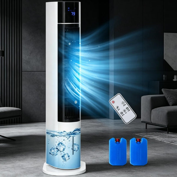 English Elm 42 Inch Portable Evaporative Cooler with Humidifier Fan 52 Degree Oscillation 3 Modes T3971P536286