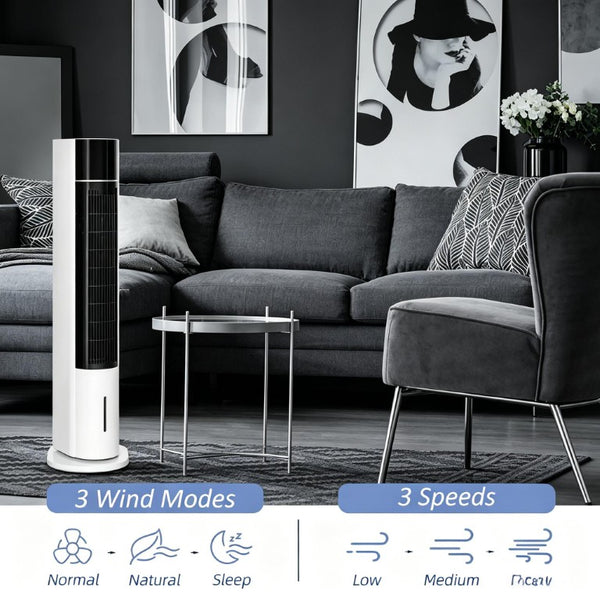 English Elm 42 Inch Portable Evaporative Cooler with Humidifier Fan 52 Degree Oscillation 3 Modes T3971P536286
