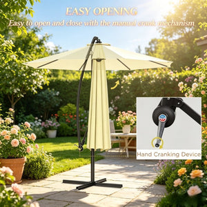 English Elm Patio Cantilever Offset Umbrella 10 Ft UV Resistant Polyester Canopy Steel Frame T3971P537417