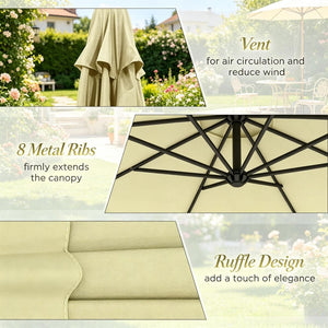 English Elm Patio Cantilever Offset Umbrella 10 Ft UV Resistant Polyester Canopy Steel Frame T3971P537417
