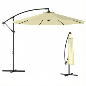 English Elm Patio Cantilever Offset Umbrella 10 Ft UV Resistant Polyester Canopy Steel Frame T3971P537417