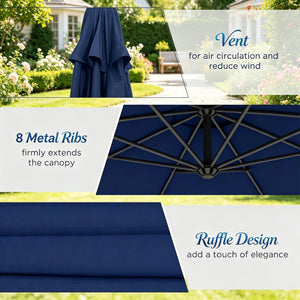 English Elm Modern Cantilever Patio Umbrella 10 Foot Offset Shade with UV Resistant Polyester T3971P537426