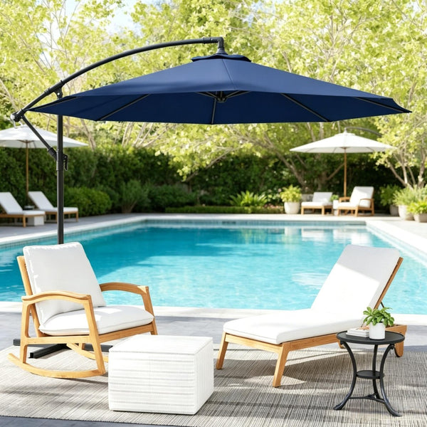 English Elm Modern Cantilever Patio Umbrella 10 Foot Offset Shade with UV Resistant Polyester T3971P537426