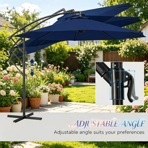 English Elm Modern Cantilever Patio Umbrella 10 Foot Offset Shade with UV Resistant Polyester T3971P537426
