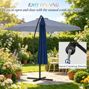 English Elm Modern Cantilever Patio Umbrella 10 Foot Offset Shade with UV Resistant Polyester T3971P537426