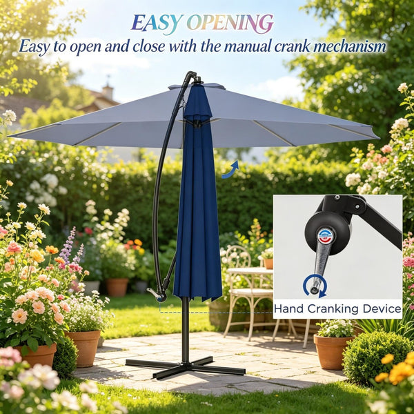 English Elm Modern Cantilever Patio Umbrella 10 Foot Offset Shade with UV Resistant Polyester T3971P537426