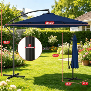 English Elm Modern Cantilever Patio Umbrella 10 Foot Offset Shade with UV Resistant Polyester T3971P537426