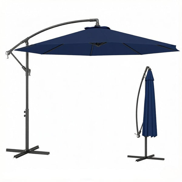 English Elm Modern Cantilever Patio Umbrella 10 Foot Offset Shade with UV Resistant Polyester T3971P537426