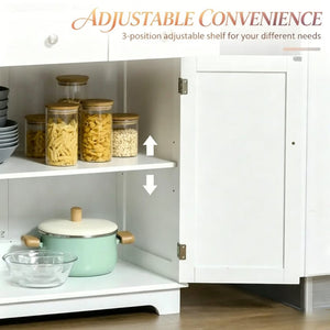 English Elm Space-saving Two-tone Cabinet with Drawers Cupboard for Kitchen Bathroom or Living Room T3971P538427