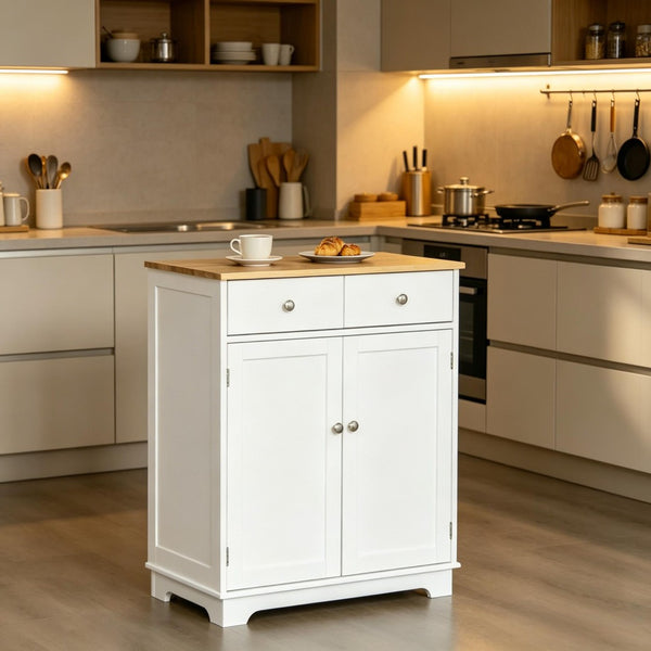 English Elm Space-saving Two-tone Cabinet with Drawers Cupboard for Kitchen Bathroom or Living Room T3971P538427