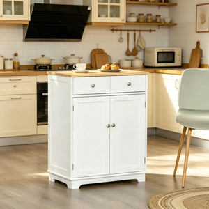 English Elm Space-saving Two-tone Cabinet with Drawers Cupboard for Kitchen Bathroom or Living Room T3971P538427