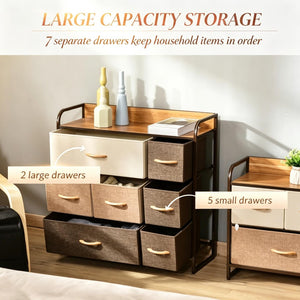 English Elm Modern Maple Finish Vertical Dresser with Seven Linen Drawers and Open Display Shelf T3971P538555