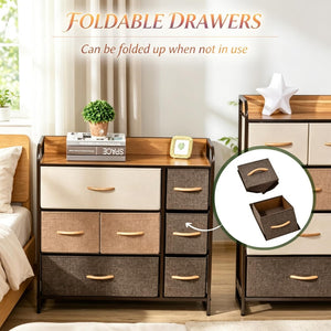 English Elm Modern Maple Finish Vertical Dresser with Seven Linen Drawers and Open Display Shelf T3971P538555