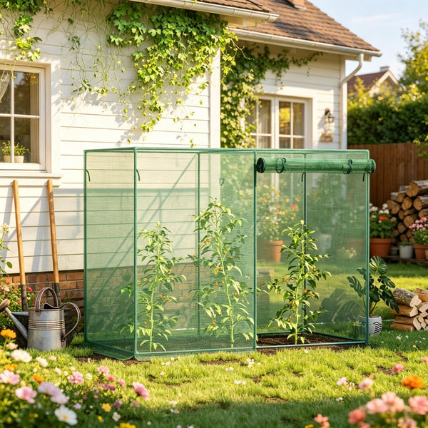 English Elm Garden Crop Cage Walk-In Mesh Enclosure with Steel Frame for Plant Protection T3971P538742