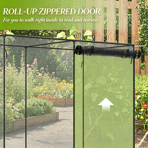 English Elm Outdoor Walk-In Crop Cage Steel Frame Garden Enclosure with HDPE Mesh and Zippered Door T3971P538781