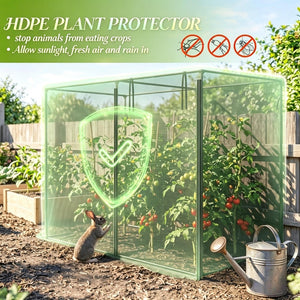 English Elm Outdoor Walk-In Crop Cage Steel Frame Garden Enclosure with HDPE Mesh and Zippered Door T3971P538781