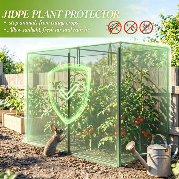 English Elm Outdoor Walk-In Crop Cage Steel Frame Garden Enclosure with HDPE Mesh and Zippered Door T3971P538781