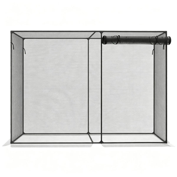 English Elm Outdoor Walk-In Crop Cage Steel Frame Garden Enclosure with HDPE Mesh and Zippered Door T3971P538781