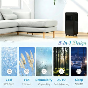 English Elm 5-In-1 Portable Air Conditioner with Sleep Mode Cooling for Rooms up to 345 Sq Ft T3971P539920