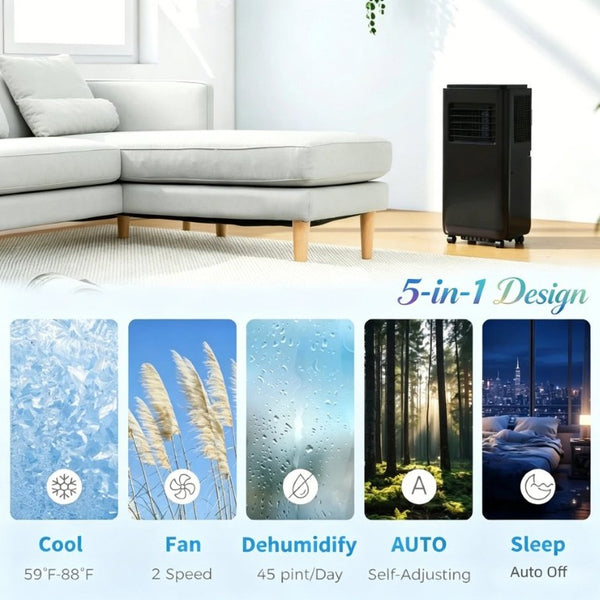 English Elm 5-In-1 Portable Air Conditioner with Sleep Mode Cooling for Rooms up to 345 Sq Ft T3971P539920