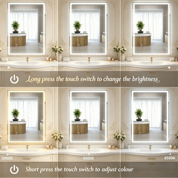 English Elm Modern Led Lighted Wall Mounted Vanity Mirror with Adjustable Glow for Bathroom T3971P540043