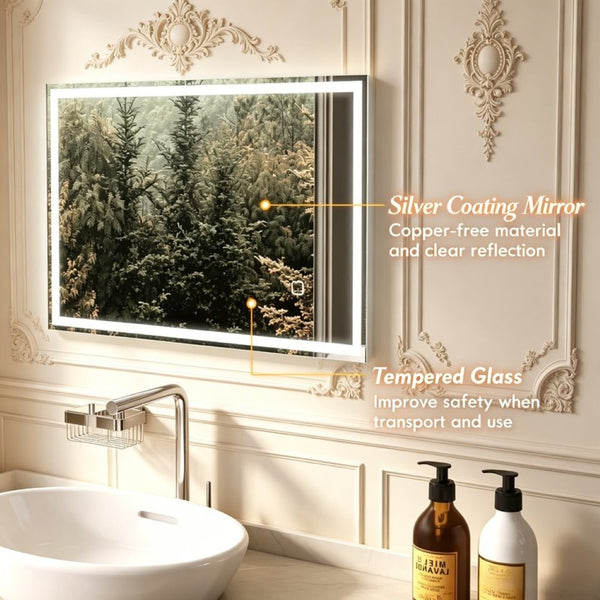 English Elm Modern Led Lighted Wall Mounted Vanity Mirror with Adjustable Glow for Bathroom T3971P540043