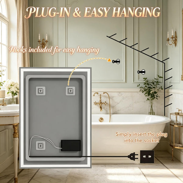 English Elm Modern Led Lighted Wall Mounted Vanity Mirror with Adjustable Glow for Bathroom T3971P540043
