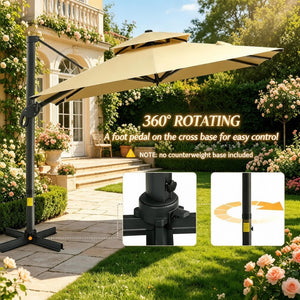 English Elm Modern Cantilever Patio Umbrella 10 Ft Offset Aluminum Frame with 360 Degree Rotation T3971P540088