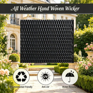 English Elm Freestanding Outdoor Wicker Storage Cabinet with Open Shelves and Drawer for Pool Decks T3971P540121