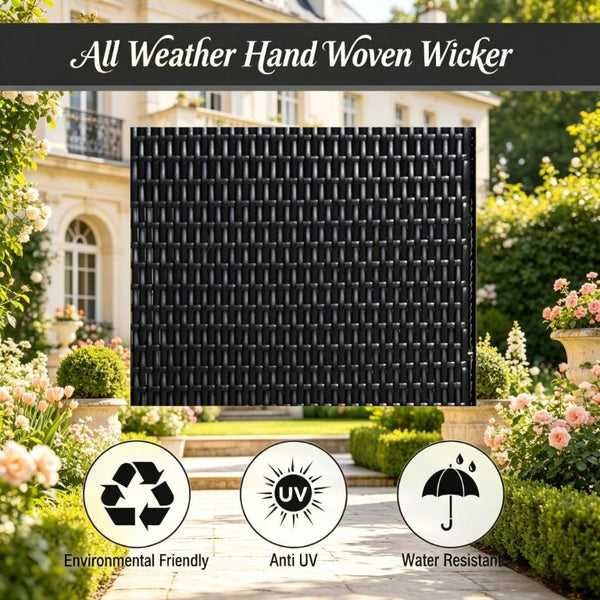 English Elm Freestanding Outdoor Wicker Storage Cabinet with Open Shelves and Drawer for Pool Decks T3971P540121