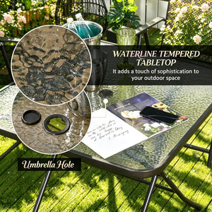 English Elm Space-saving Five Piece Wicker Patio Set with Foldable Chairs and Glass Top Table T3971P540124