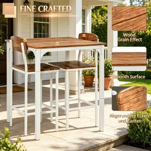 English Elm Space-Saving Counter Height Bistro Set with Steel Frame Square Table and Two Stools T3971P541153