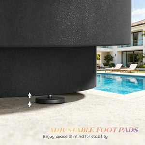 English Elm Small Concrete Finish Outdoor Side Table with Stainless Steel Ice Bucket for Patio Poolside T3971P541162
