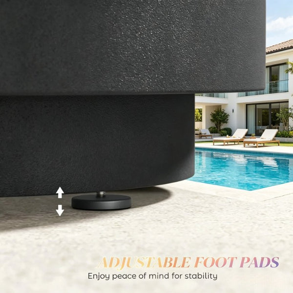 English Elm Small Concrete Finish Outdoor Side Table with Stainless Steel Ice Bucket for Patio Poolside T3971P541162